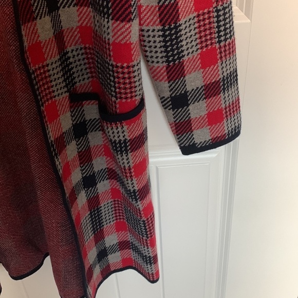 Jones New York Women Houndstooth Knit Plaid Sweater Long Duster Jacket NWT Small - Picture 6 of 14